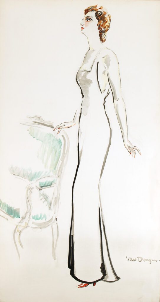 Kees van Dongen artwork for sale - Elegant lady in red heels c1930