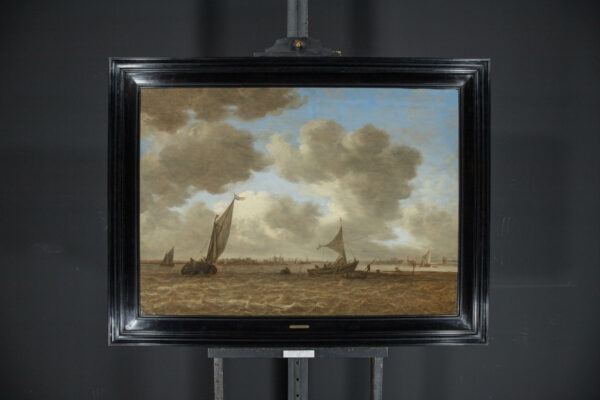 Jan van Goyen View of a choppy Haarlemmermeer polder, with the contours of the St. Bavo cathedral of Haarlem in the right-hand background Dutch Old Master painting for sale 2