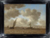 Jan van Goyen View of a choppy Haarlemmermeer polder, with the contours of the St. Bavo cathedral of Haarlem in the right-hand background Dutch Old Master painting for sale