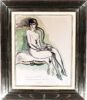Elegant nude model in the studio of Kees van Dongen watercolour for sale te koop aquarel