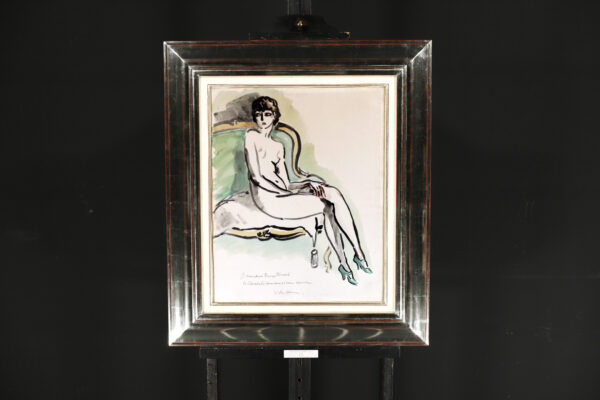 Elegant nude model in the studio of Kees van Dongen watercolour for sale te koop aquarel 6