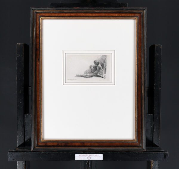 Rembrandt van Rijn etching for sale - Nude Man Seated on the Ground with One Leg Extended, 1646 2