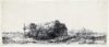 Rembrandt van Rijn etching print for sale ets te koop - Landscape with Cottages and a Hay Barn; Oblong, 1641