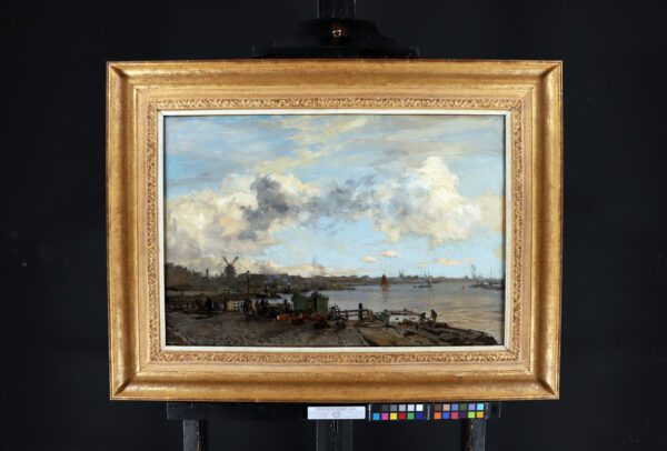 Johan Hendrik van Mastenbroek schilderij te koop / painting for sale - The River Maas near Rotterdam, 1906 frame