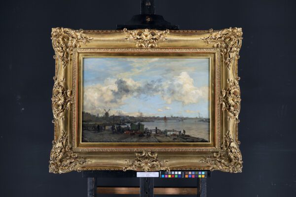 Johan Hendrik van Mastenbroek schilderij te koop / painting for sale - The River Maas near Rotterdam, 1906 framed