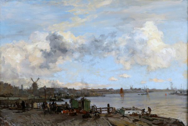 Johan Hendrik van Mastenbroek schilderij te koop / painting for sale - The River Maas near Rotterdam, 1906 kf