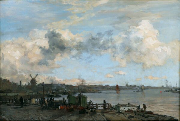 Johan Hendrik van Mastenbroek schilderij te koop / painting for sale - The River Maas near Rotterdam, 1906 kf