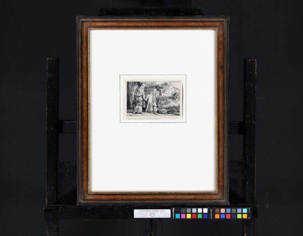 Rembrandt van Rijn etching lifetime print for sale / ets te koop - Christ returning from the Temple with his Parents 1654 framed