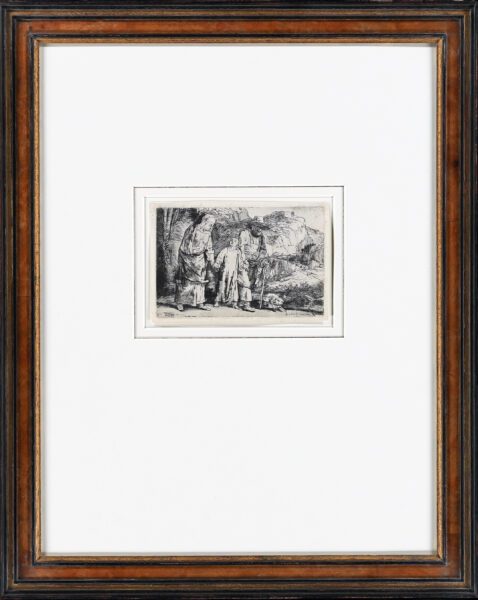 Rembrandt van Rijn etching lifetime print for sale / ets te koop - Christ returning from the Temple with his Parents 1654 frame