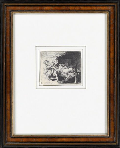 Rembrandt van Rijn etching print for sale / ets te koop - Joseph and Potiphar’s Wife, 1634 framed