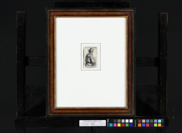 Rembrandt van Rijn Etching print for sale - Old man seen from behind, profile right; half figure 1629 framed