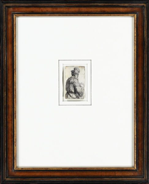 Rembrandt van Rijn Etching print for sale - Old man seen from behind, profile right; half figure 1629 frame