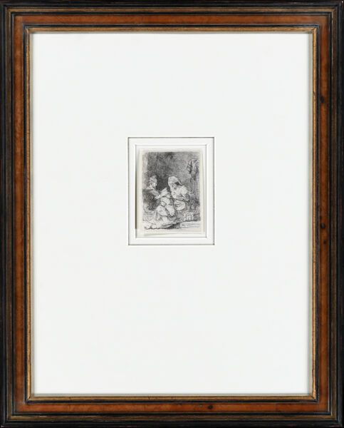 Rembrandt van Rijn etching lifetime print for sale / ets te koop - The Holy Family, c. 1632 frame