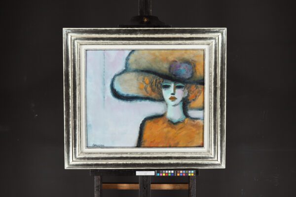 Jean-pierre Cassigneul painting for sale tableaux a vendre - Une Femme en Orange A lady in Orange, 1969 (frame)