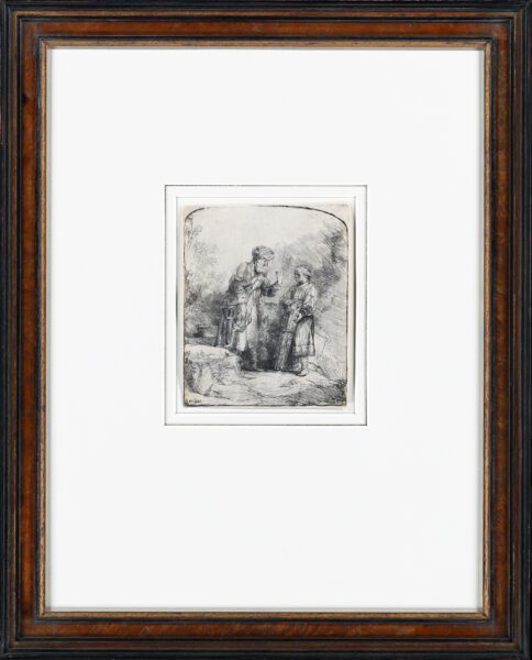 Rembrandt van Rijn etching for sale / ets te koop - Abraham and Isaac, 1645 (frame)