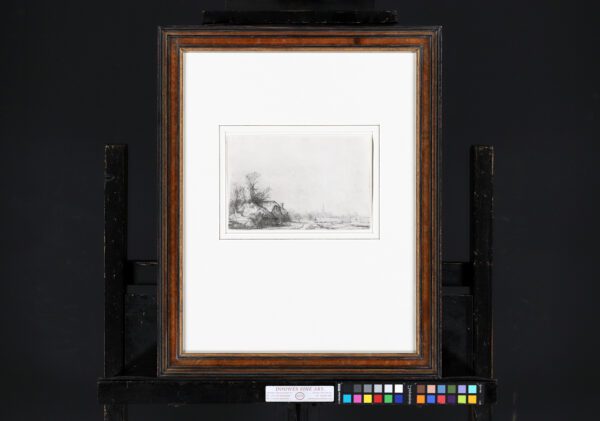 Rembrandt van Rijn etching for sale - Cottage beside a Canal with a view of Ouderkerk, c. 1641 (framed)