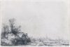 Rembrandt van Rijn etching for sale - Cottage beside a Canal with a view of Ouderkerk, c. 1641 (kf)