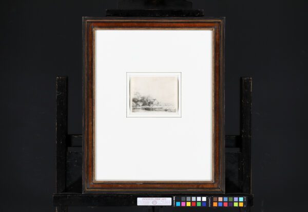 Rembrandt van Rijn etching for sale / ets te koop - Landscape with a Cow drinking, c. 1650 (framed)