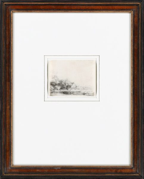 Rembrandt van Rijn etching for sale / ets te koop - Landscape with a Cow drinking, c. 1650 (frame)