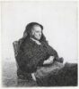 Rembrandt van Rijn etching for sale - The Artist's Mother seated at a Table, looking right; three Quarter Length, c. 1631 (kf)