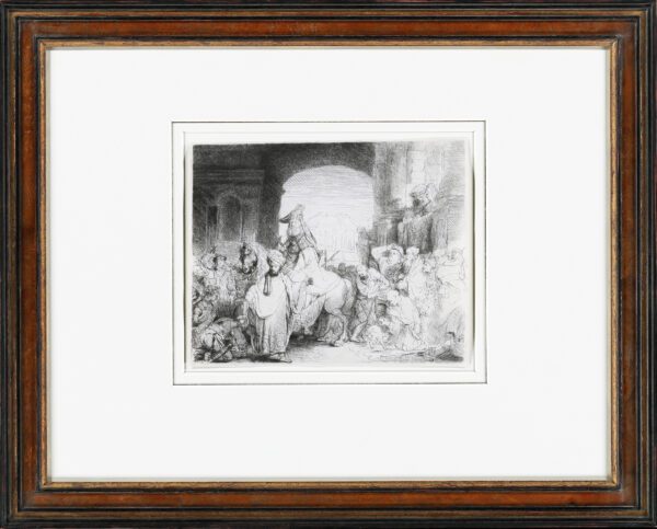 Rembrandt van Rijn etching for sale / ets te koop - The Triumph of Mordecai, c. 1641 (framed)