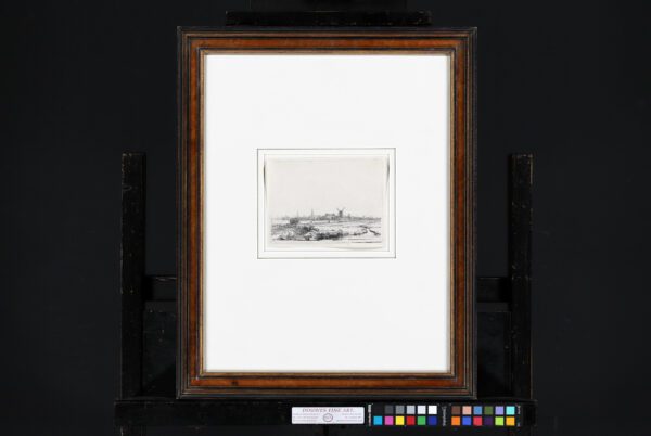 Rembrandt van Rijn etching for sale / ets te koop - View of Amsterdam from the Kadijk, c. 1641 (framed)
