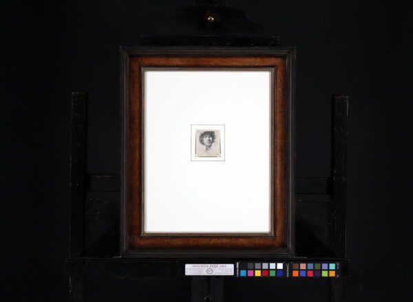 Rembrandt van Rijn etching for sale ets te koop / gravure a vendre - Self-Portrait in a Cap, Wide-Eyed and Open-Mouthed, 1630 frame
