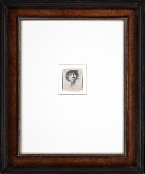 Rembrandt van Rijn etching for sale ets te koop / gravure a vendre - Self-Portrait in a Cap, Wide-Eyed and Open-Mouthed, 1630 framed