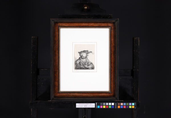 Rembrandt van Rijn etching for sale ets te koop gravure a vendre - Self-Portrait in a Velvet Cap with Plume, 1638 framed
