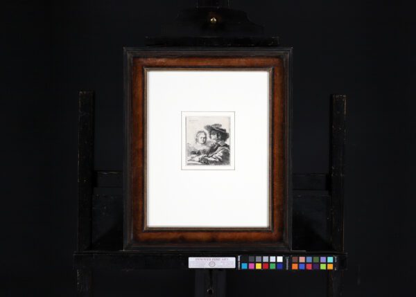 Rembrandt van Rijn etching print for sale / ets te koop / gravure a vendre - Self-portrait with Saskia, 1636 frame
