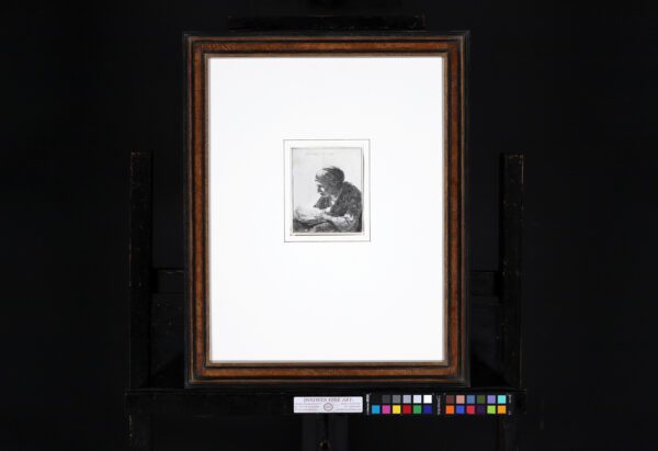 Rembrandt van Rijn etching print for sale / ets te koop / gravure a vendre - Woman reading, 1634 [CM25] framed