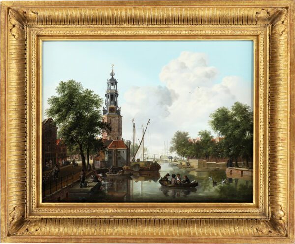 Isaac Ouwater painting for sale / schilderij te koop - A view of Amsterdam with the Torensluis brug and the Roodpoortsbrug - framed