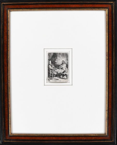 Rembrandt van Rijn etching print for sale / ets te koop / gravure a vendre - Christ at Emmaus; the Smaller Plate, 1634 framed