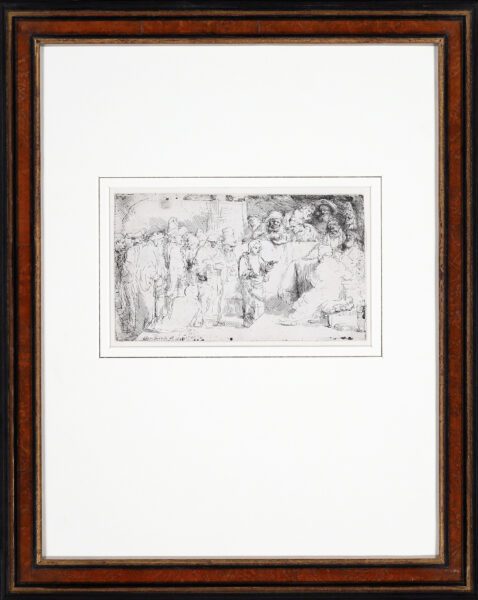 Rembrandt van Rijn etching print for sale / ets te koop / gravure a vendre - Christ disputing with the Doctors, 1652 framed