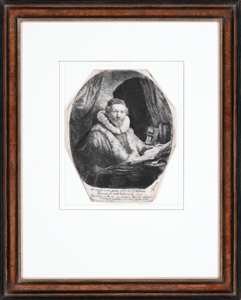 Rembrandt van Rijn etching print for sale / ets te koop / gravure a vendre - Jan Uytenbogaert, Preacher of the Remonstrants, 1635 frame