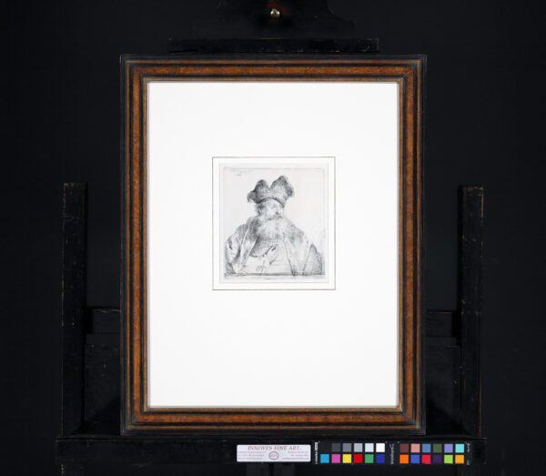 Rembrandt van Rijn etching print for sale / ets te koop / gravure a vendre - Old man with a divided fur cap, 1640 frame
