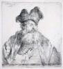 Rembrandt van Rijn etching print for sale / ets te koop / gravure a vendre - Old man with a divided fur cap, 1640