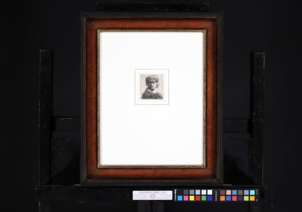Rembrandt van Rijn etching print for sale / ets te koop / gravure a vendre - Self-portrait in a heavy fur cap, 1631 framed