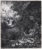 Rembrandt van Rijn etching print for sale / ets te koop / gravure a vendre - The Angel appearing to the Shepherds, 1634 kf