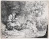 Rembrandt van Rijn etching print for sale / ets te koop / gravire a vendre - The Flute Player (Het Uilespiegeltje), 1642 kf