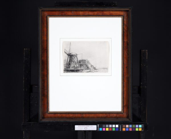 Rembrandt van Rijn etching print for sale / ets te koop / gravure a vendre - The Windmill, 1641 frame