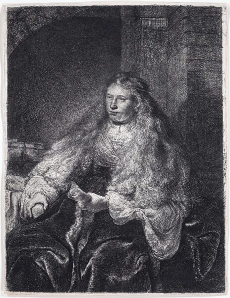 Rembrandt van Rijn etching print for sale / ets te koop / gravure a vendre - The great Jewish bride, 1635 kf