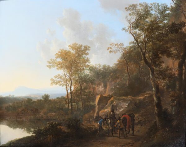 Jan Both old master painting for sale / schilderij te koop / tableaux a vendre - An Italianate landscape with a forest and figures on horseback kf