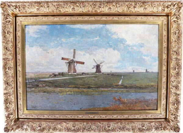 Paul Joseph Constantin Gabriel painting for sale / schilderij te koop / tableaux a vendre - Windmills near Overschie in summer / windmolens Overschie framed