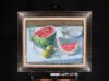 Konstantin Lomykin art painting for sale / картина на продаж - Still life with a watermelon, two apples on a table 1982 framed