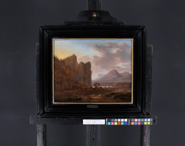 Herman Saftleven painting for sale / schilderij te koop / tableaux a vendre - Mountainous landscape with figures by a river (framed2)