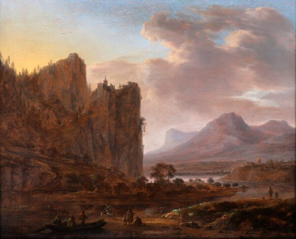 Herman Saftleven painting for sale / schilderij te koop / tableaux a vendre - Mountainous landscape with figures by a river (kf)