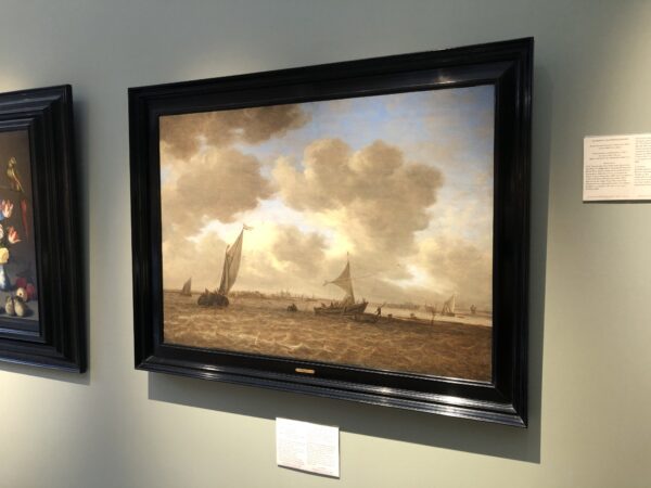 Jan van Goyen painting for sale / schilderij te koop / tableaux a vendre - View of a choppy Haarlemmermeer polder, with the contours of the St. Bavo cathedral of Haarlem in the right-hand background fr2
