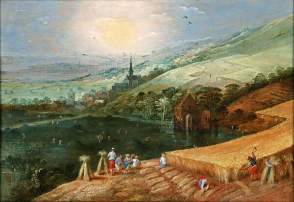 Joos de Momper painting for sale / schilderij te koop / tableaux a vendre - Summerlandscape, Harvesting Corn (kf)