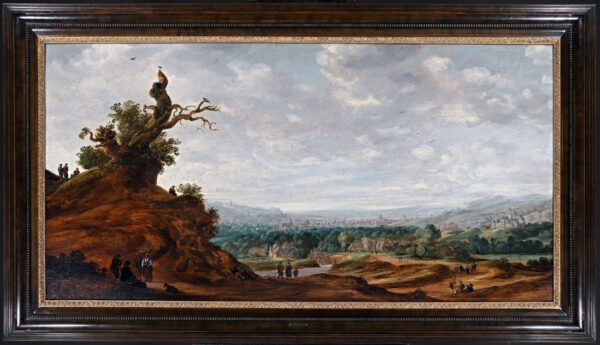 Jan de Vos I painting for sale / schilderij te koop / tableaux a vendre - Panaroma landscape with Travelers, 1641 (framed)